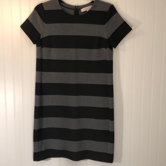 ANN Taylor Loft Thick Stripe Short Sleeve Knee Length Heavy Shift Dress - Picture 10 of 10